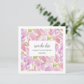 Fuchsia Pink Paarse Waterverf Flowers Patroon (Staand voorkant)