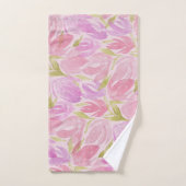 Fuchsia Pink Paarse Waterverf Flowers Patroon Bad Handdoek (Handdoek)
