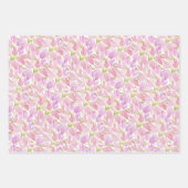 Fuchsia Pink Paarse Waterverf Flowers Patroon Inpakpapier Vel (Voorkant 3)