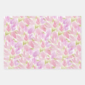 Fuchsia Pink Paarse Waterverf Flowers Patroon Inpakpapier Vel (Voorkant 2)