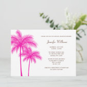 Fuchsia Pink Palm Tree Vrijgezellenfeest Kaart (Staand voorkant)