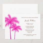 Fuchsia Pink Palm Tree Vrijgezellenfeest Kaart (Voorkant / Achterkant)