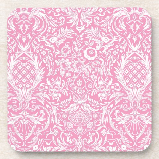 Fuchsia Pink Pineapple Victoriaans  Damask Bier Onderzetter (Voorkant)