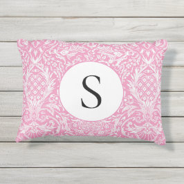 Fuchsia Pink Pineapple Victoriaans Damask Buitenkussen