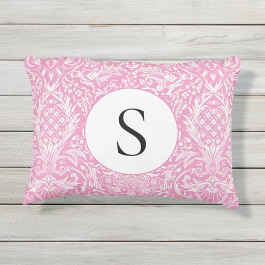 Fuchsia Pink Pineapple Victoriaans  Damask Buitenkussen (Achterkant)