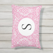 Fuchsia Pink Pineapple Victoriaans  Damask Buitenkussen (Achterkant (verticaal))