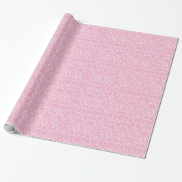 Fuchsia Pink Pineapple Victoriaans Damask Cadeaupapier