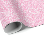 Fuchsia Pink Pineapple Victoriaans  Damask Cadeaupapier (Rol Hoek)