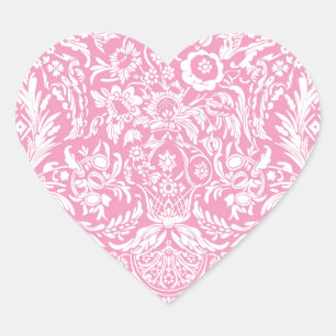 Fuchsia Pink Pineapple Victoriaans Damask Hart Sticker
