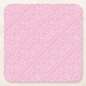 Fuchsia Pink Pineapple Victoriaans  Damask Kartonnen Onderzetters (Voorkant)