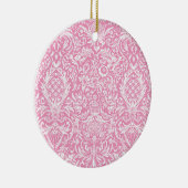 Fuchsia Pink Pineapple Victoriaans  Damask Keramisch Ornament (Rechts)