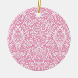 Fuchsia Pink Pineapple Victoriaans  Damask Keramisch Ornament