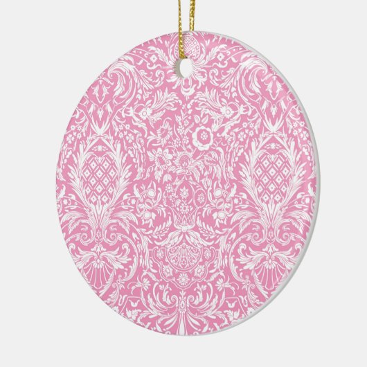Fuchsia Pink Pineapple Victoriaans  Damask Keramisch Ornament (Links)