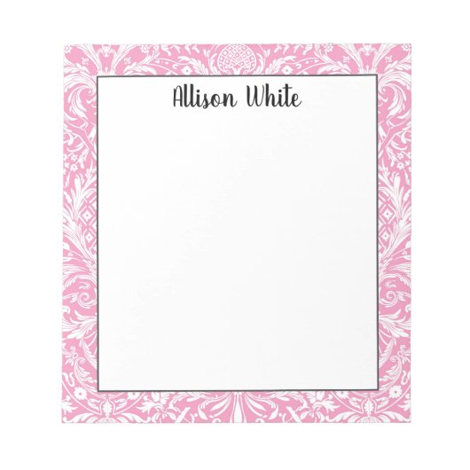 Fuchsia Pink Pineapple Victoriaans  Damask Notitieblok (Voorkant)