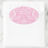 Fuchsia Pink Pineapple Victoriaans  Damask Ovale Sticker (Tas)