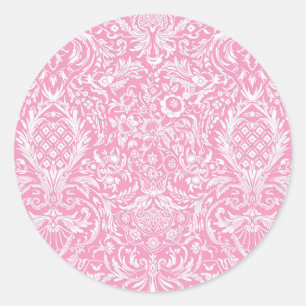 Fuchsia Pink Pineapple Victoriaans  Damask Ronde Sticker
