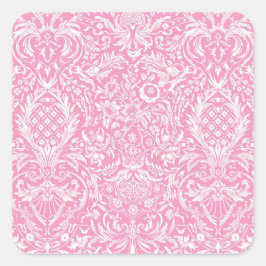 Fuchsia Pink Pineapple Victoriaans Damask Vierkante Sticker