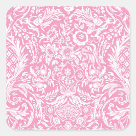 Fuchsia Pink Pineapple Victoriaans Damask Vierkante Sticker