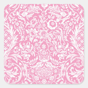 Fuchsia Pink Pineapple Victoriaans  Damask Vierkante Sticker