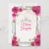 Fuchsia Pink Rose & Dress Charra Mis XV Anos Kaart (Achterkant)