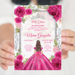 Fuchsia Pink Rose & Dress Charra Mis XV Anos Kaart<br><div class="desc">Fuchsia Pink Rose & Dress Charra Mis XV Anos Invitation Mis Quince Anos,  15e verjaardag</div>