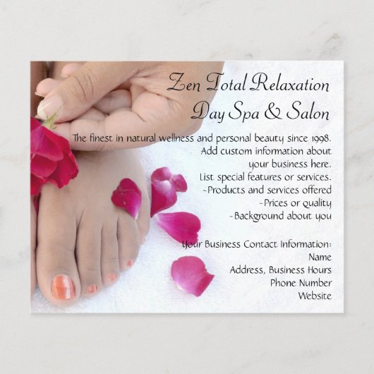 Fuchsia Pink Rose Pedicure Salon Flyer (Voorkant)