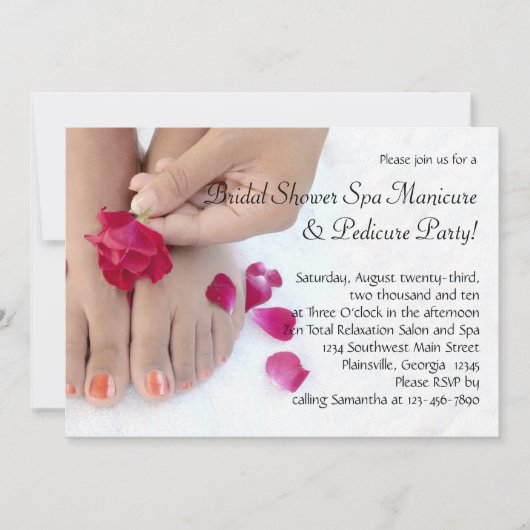 Fuchsia Pink Rose Pedicure Salon Kaart (Voorkant)