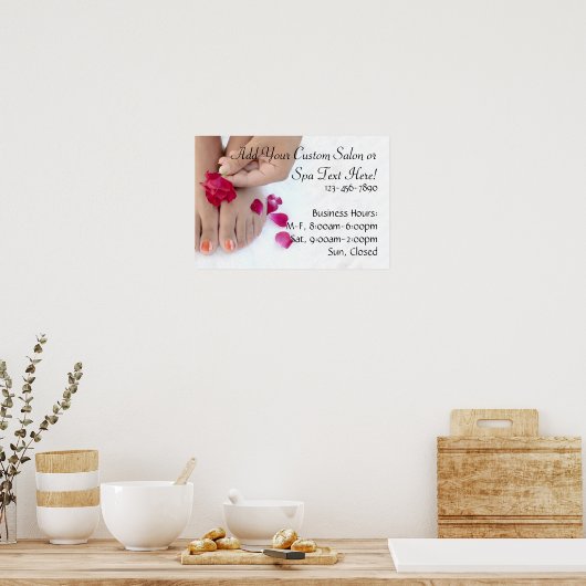 Fuchsia Pink Rose Pedicure Salon Poster (Keuken)