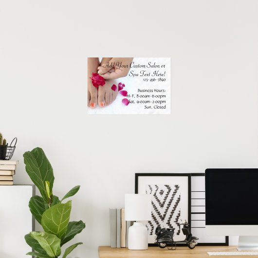  Fuchsia Pink Rose Pedicure Salon Poster (Thuiskantoor)
