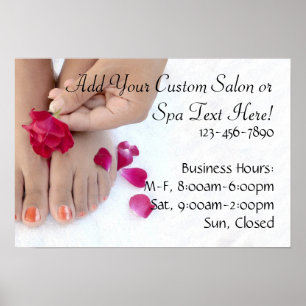 Fuchsia Pink Rose Pedicure Salon Poster