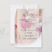  Fuchsia Pink Rose Pedicure Salon RSVP Kaartje (Voorkant)