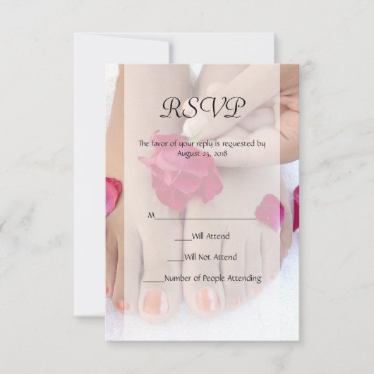 Fuchsia Pink Rose Pedicure Salon RSVP Kaartje (Voorkant)