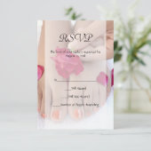  Fuchsia Pink Rose Pedicure Salon RSVP Kaartje (Staand voorkant)