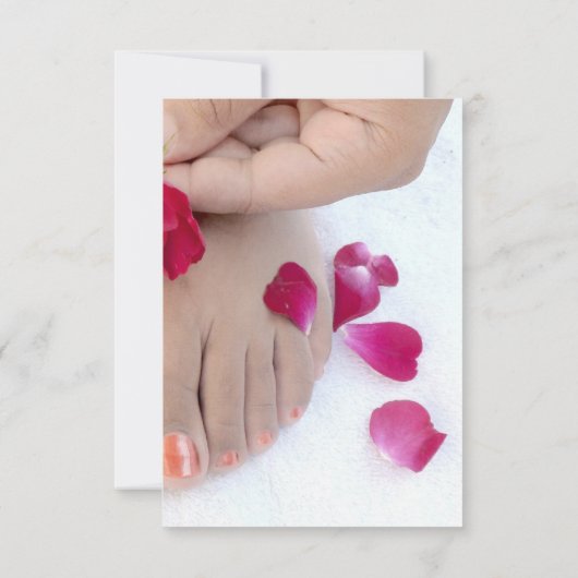  Fuchsia Pink Rose Pedicure Salon RSVP Kaartje (Achterkant)