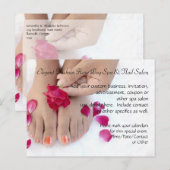Fuchsia Pink Rose Pedicure Salon Uitnodiging Briefkaart (Voorkant / Achterkant)