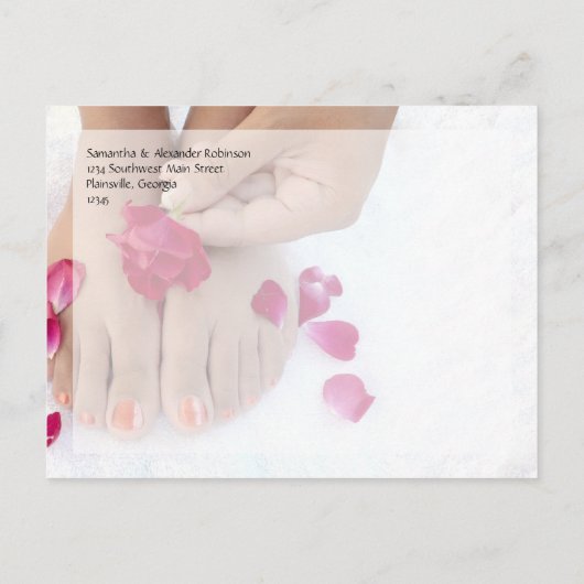  Fuchsia Pink Rose Pedicure Salon Uitnodiging Briefkaart (Achterkant)