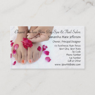 Fuchsia Pink Rose Pedicure Salon Visitekaartje