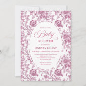 Fuchsia Pink Roses Pattern Boho Floral Baby Shower Kaart (Voorkant)