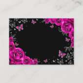 Fuchsia Pink Silver Quinceanera Reception Details Informatiekaartje (Achterkant)