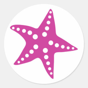 Fuchsia Pink Starfish Sticker, strand thema Ronde Sticker