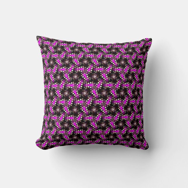 Fuchsia Pink Textile Pattern Cushion Kussen (Voorkant)