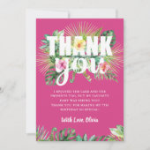 Fuchsia Pink Tropical Greenery Floral Birthday Bedankkaart (Voorkant)