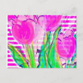 Fuchsia Pink Tulips in een Vase Multimedia Briefka Briefkaart (Achterkant)