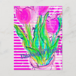 Fuchsia Pink Tulips in een Vase Multimedia Briefka Briefkaart
