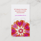 Fuchsia Pink Valentijn Flower Love Hearts Moderne Visitekaartje (Achterkant)