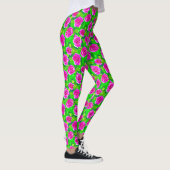 Fuchsia Pink Waterverf Roos Patroon Leggings (Rechts)