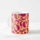 Fuchsia Pink Yellow Name Persoonlijke Paisley Koffiemok (Voorkant links)