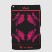 Fuchsia Pioen Abstract Bloemen gepersonaliseerd Golfhanddoek (Voorkant)