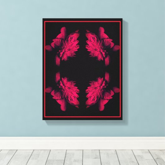 Fuchsia Pioen Abstracte Bloemenkunst Canvas Afdruk (Insitu (Houten vloer))