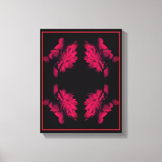Fuchsia Pioen Abstracte Bloemenkunst Canvas Afdruk (Voorkant)